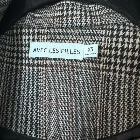 Glen Plaid Long Anthro Blazer - Grey/Cream/Black- XS- Boho Academia/Old World - Picture 3 of 11